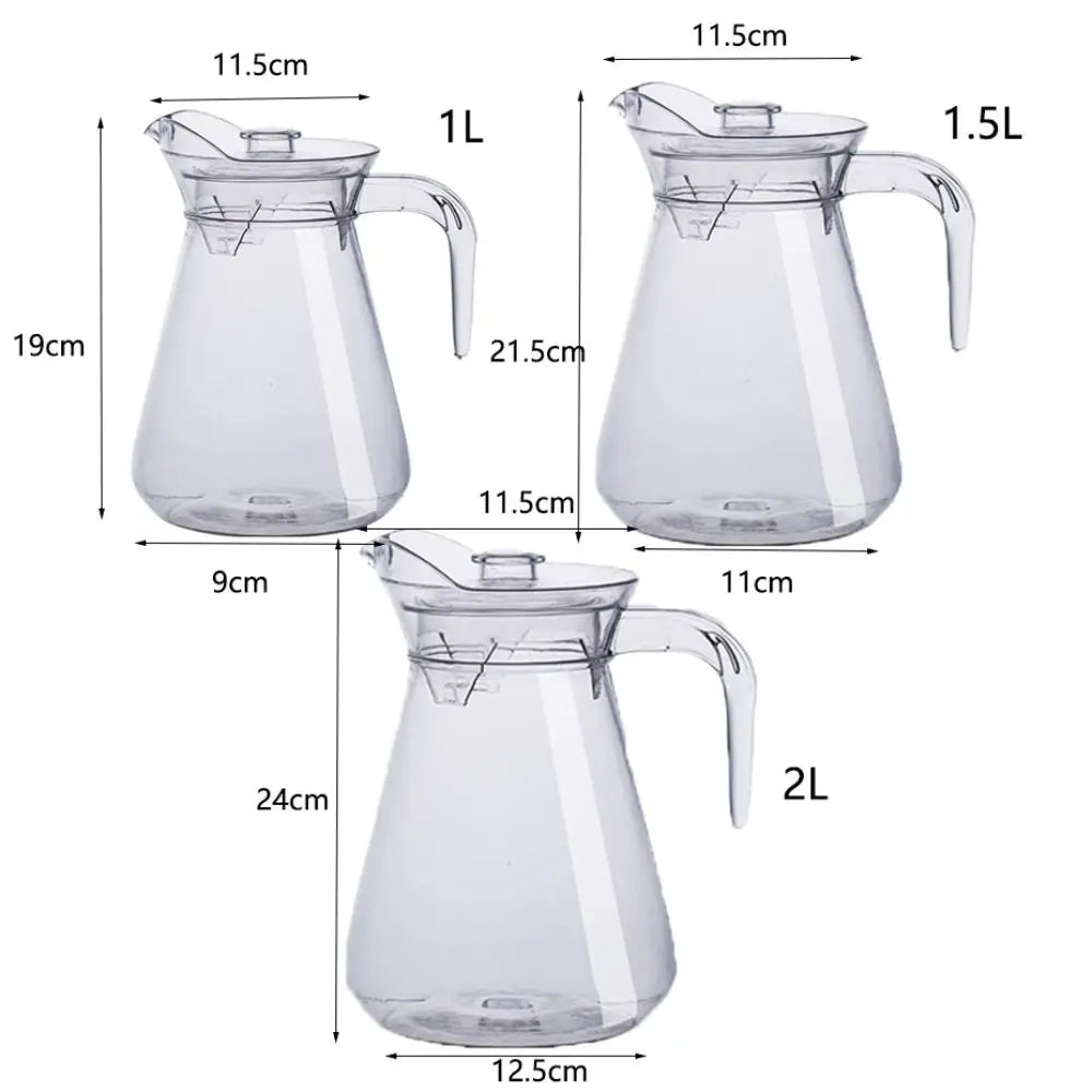 Pichet à Eau en Acrylique Résistant Chaud Froid avec différentes capacités de 1L, 1.5L et 2L