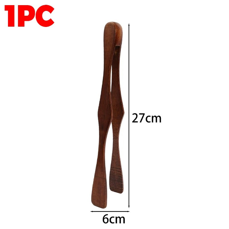 Pince alimentaire en bois 27 cm multifonction avec une finition en bois naturel pour la cuisine