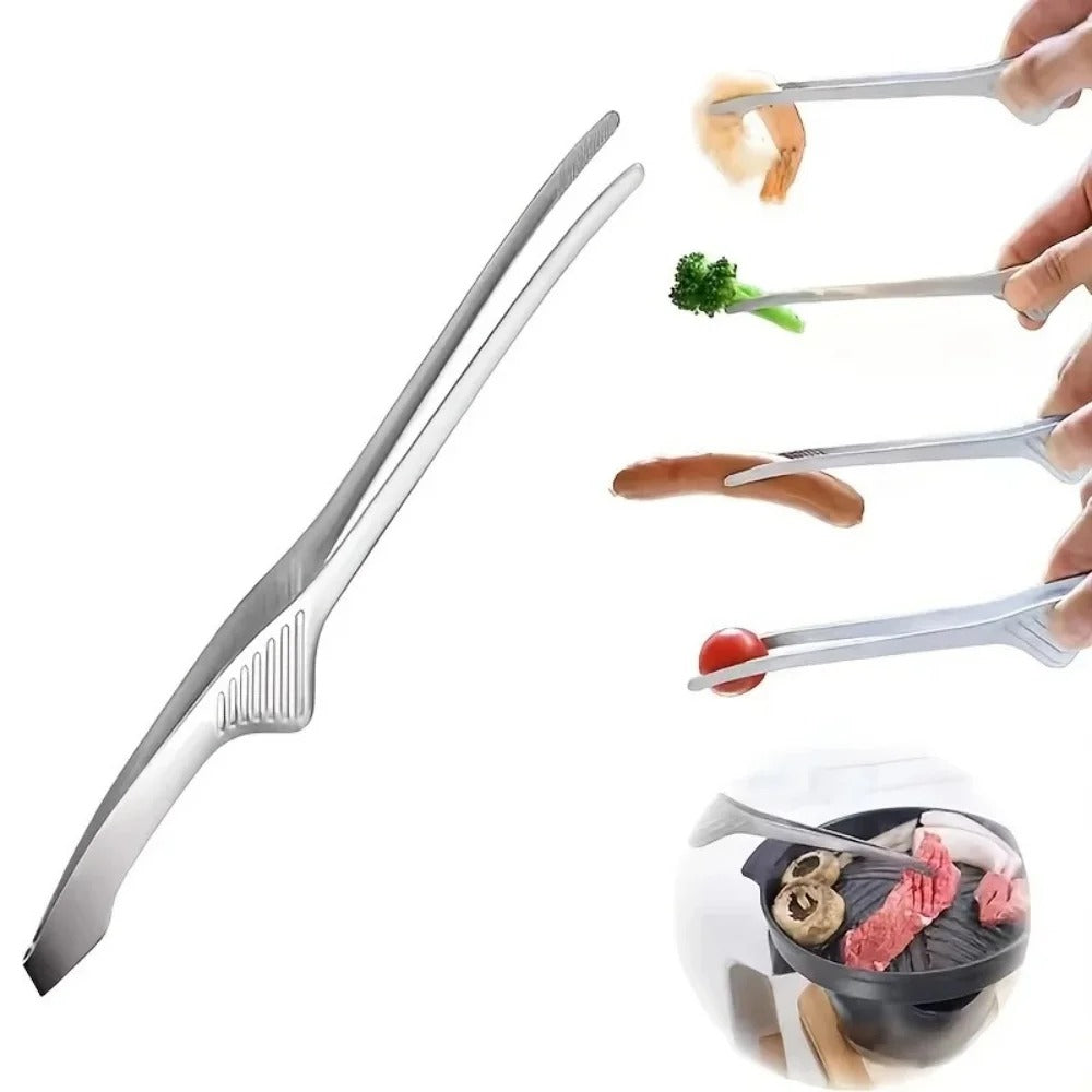 Pince de cuisine en inox autoportante pour servir facilement des aliments variés avec style