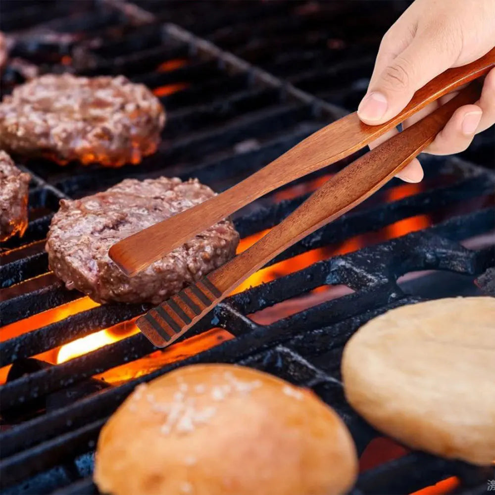Pinces Alimentaires en Bois – Pratiques & Écologiques pour griller viande et pains sur barbecue
