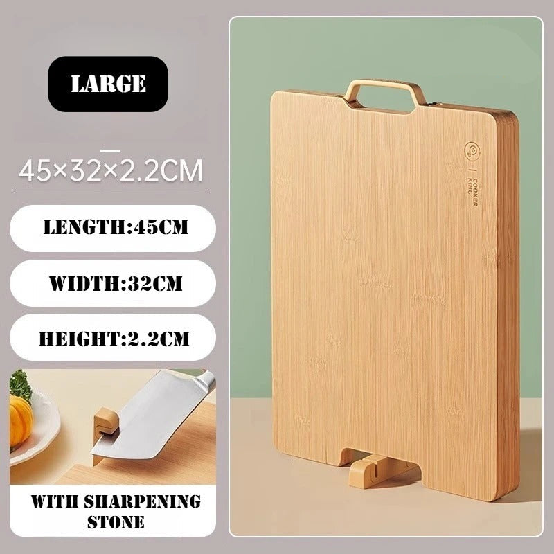 Planche à Découper Bambou Moso avec Pierre à Aiguiser, grande taille de 45x32cm pour une cuisine pratique