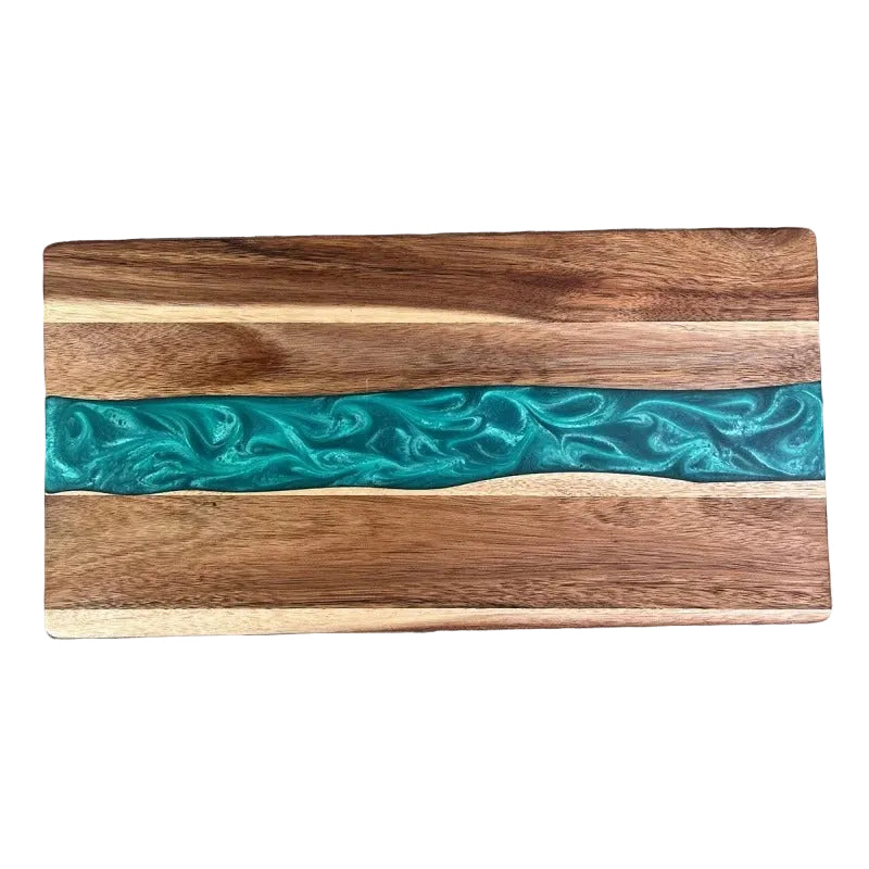 Planche à découper en bois massif et résine époxy 46 x 23 cm avec un design élégant et moderne