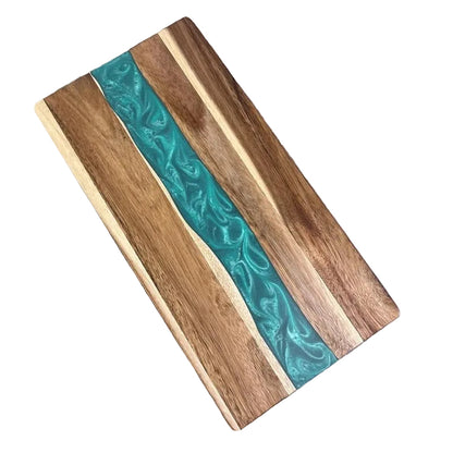 Planche à découper en bois massif et résine époxy 46 x 23 cm avec finition lisse et design élégant