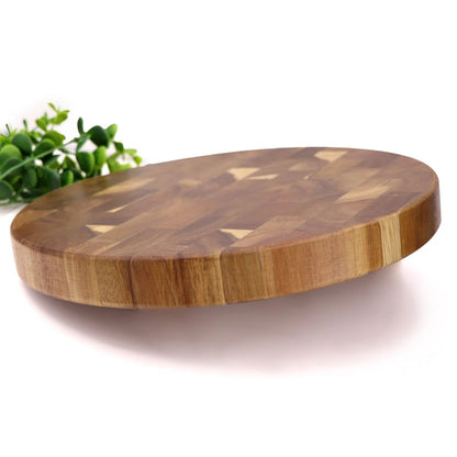Planche à découper ronde en bois d’acacia massif Billot de cuisine durable, design grain fin, cuisine et service