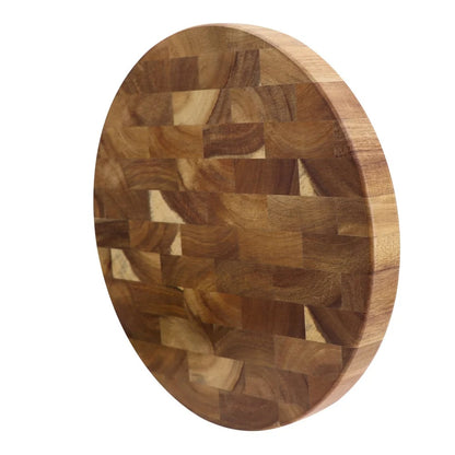 Planche à découper ronde en bois d’acacia massif, billot de cuisine durable avec design grain fin