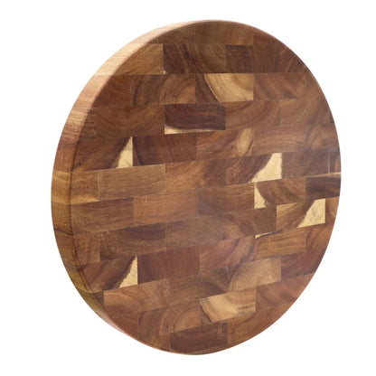 Planche à découper ronde en bois d’acacia massif Billot de cuisine durable, design grain fin pour la cuisine et le service