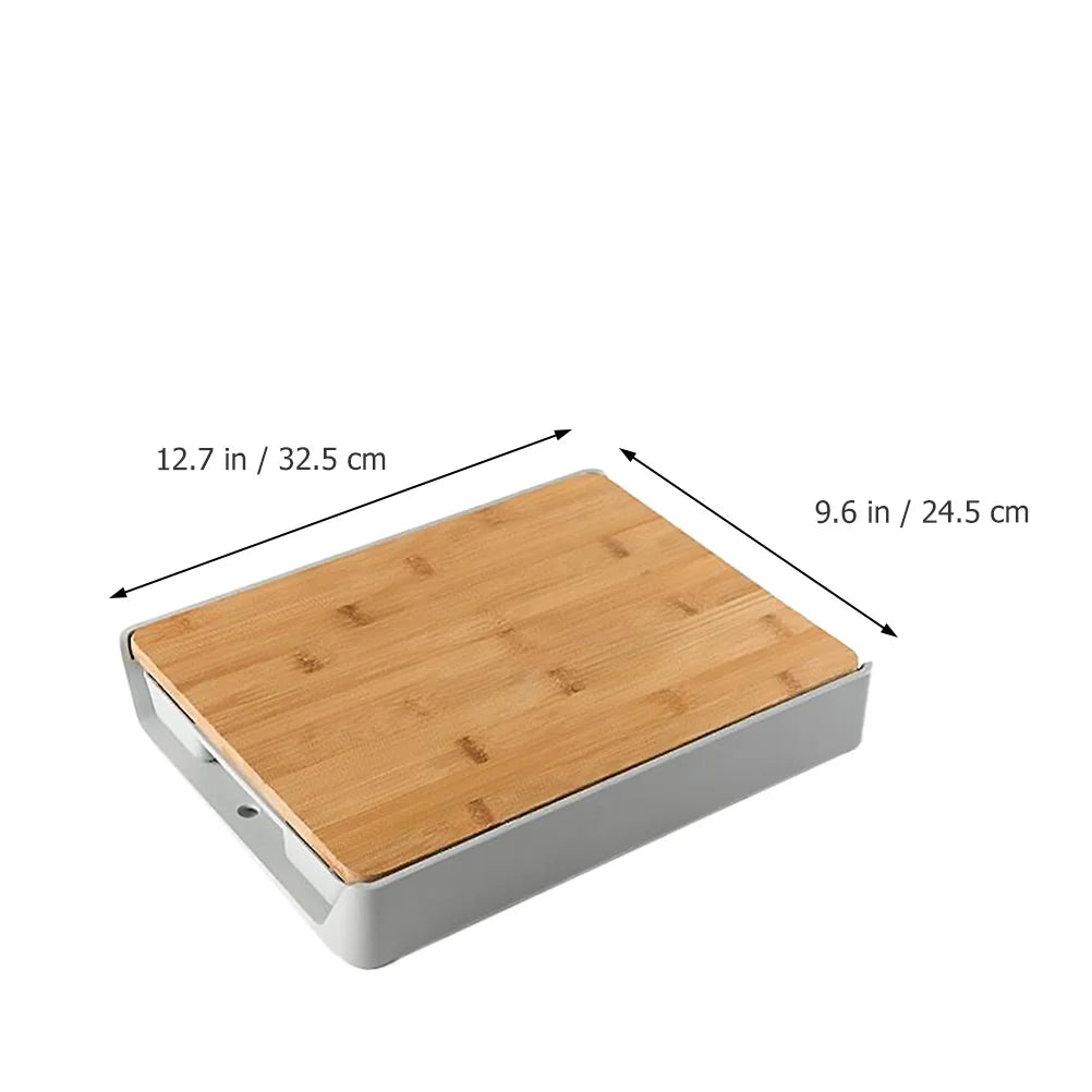 Planche à Découper Tiroir Multifonction en Bambou avec dimensions pour un rangement pratique en cuisine