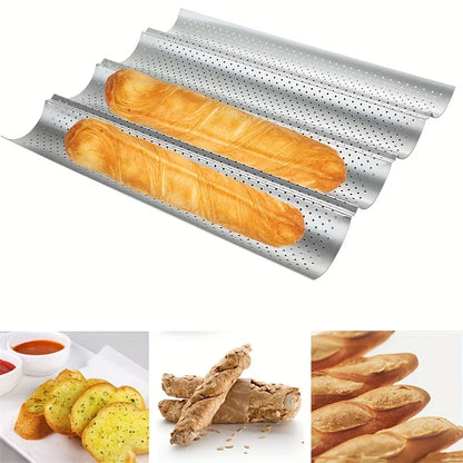 Plaque à Pain – Antiadhésive en Acier Carbon pour Four avec trois compartiments pour baguettes dorées