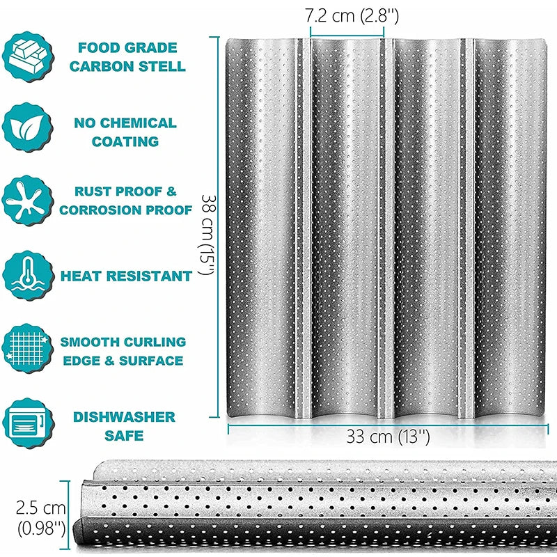 Plaque à Pain – Antiadhésive en Acier Carbon pour Four avec perforations pour une cuisson uniforme