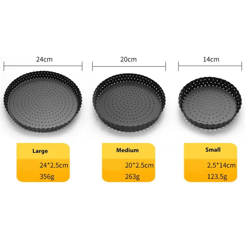 Plaque à Pizza Antiadhésive avec Fond Amovible – 5, 8, 9 pouces en trois tailles avec perforations