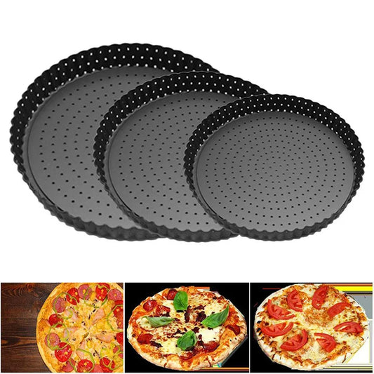 Plaque à Pizza Antiadhésive avec Fond Amovible – 5, 8, 9 pouces en acier perforé pour cuisson optimale