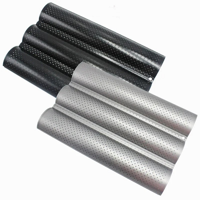 Plaque de cuisson pour pain rainuré en acier au carbone – 2, 3 ou 4 vagues avec perforations pour une cuisson uniforme