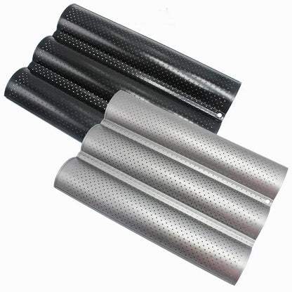 Plaque de cuisson pour pain rainuré en acier au carbone – 2, 3 ou 4 vagues avec perforations pour une cuisson uniforme