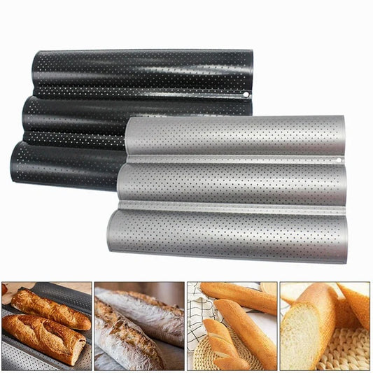 Plaque de cuisson pour pain rainuré en acier au carbone – 2, 3 ou 4 vagues, idéale pour des baguettes croustillantes
