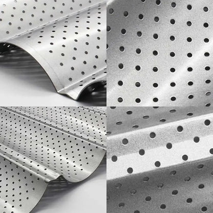 Plaque de cuisson pour pain rainuré en acier au carbone avec 2, 3 ou 4 vagues et perforations pour une cuisson parfaite