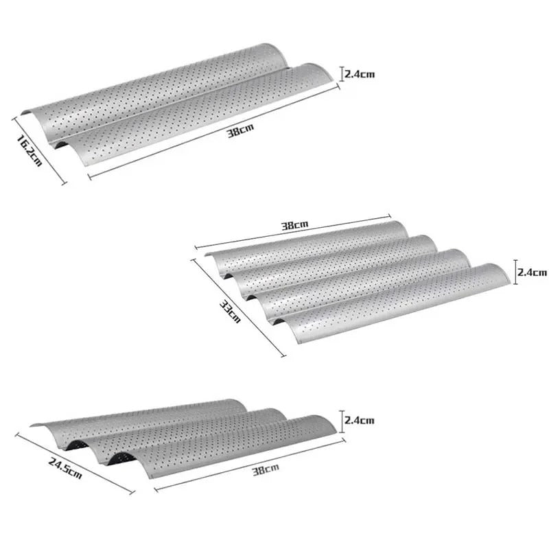 Plaque de cuisson pour pain rainuré en acier au carbone – 2, 3 ou 4 vagues avec dimensions variées