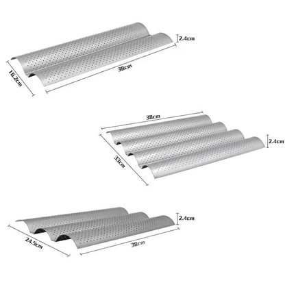 Plaque de cuisson pour pain rainuré en acier au carbone – 2, 3 ou 4 vagues avec dimensions variées