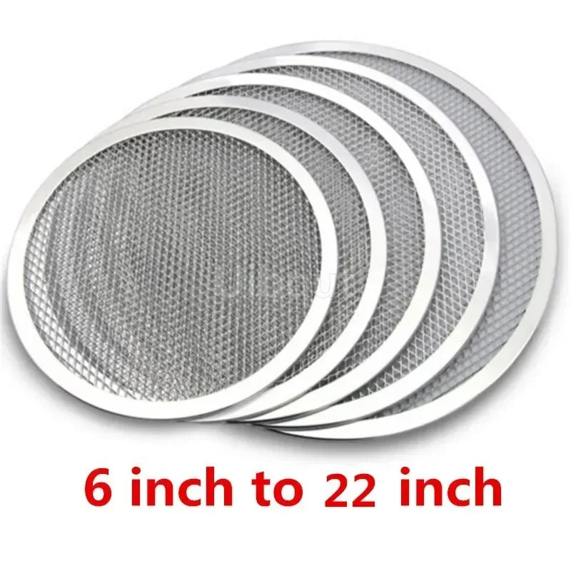 Ensemble de plaques de cuisson pour pizza antiadhésive en aluminium filet métallique sans couture de 6 à 22 pouces.