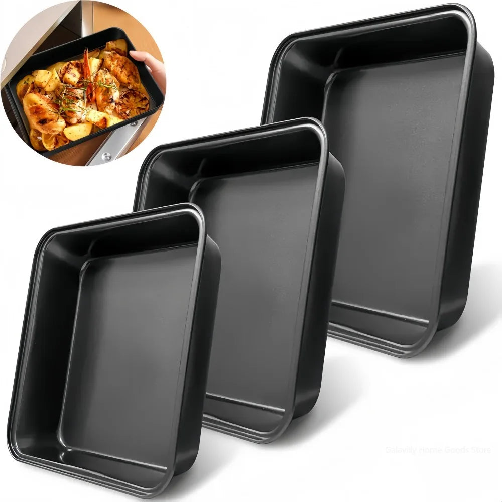 Plaques de cuisson antiadhésives – Set de 3 tailles S/M/L en métal noir pour rôtir et cuire facilement