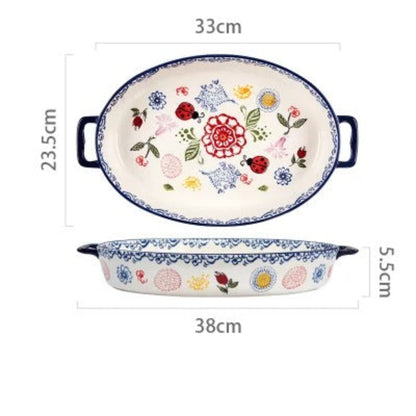 Plat à Four en Céramique à Motifs Floraux – 2 à 2,3 L avec dimensions de 38 cm x 23,5 cm