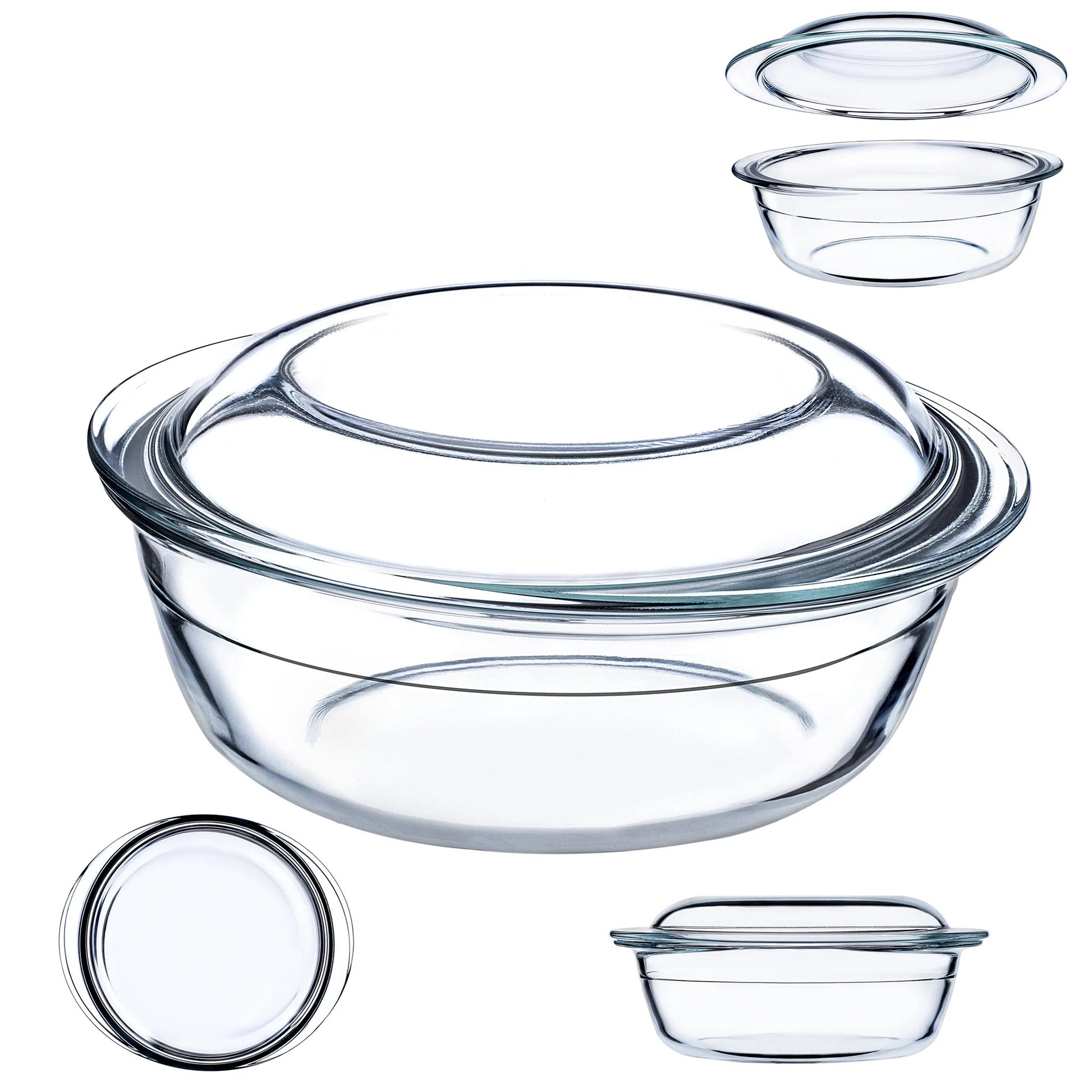 Plat  en verre 2,2L résistant four 300°C avec couvercle hermétique pour cuisson et conservation