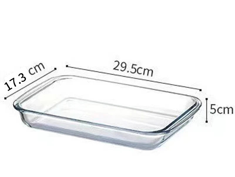Plat cuisson verre trempé 400°C – 1L à 2,5L rectangulaire transparent avec dimensions 29,5x17,3x5 cm