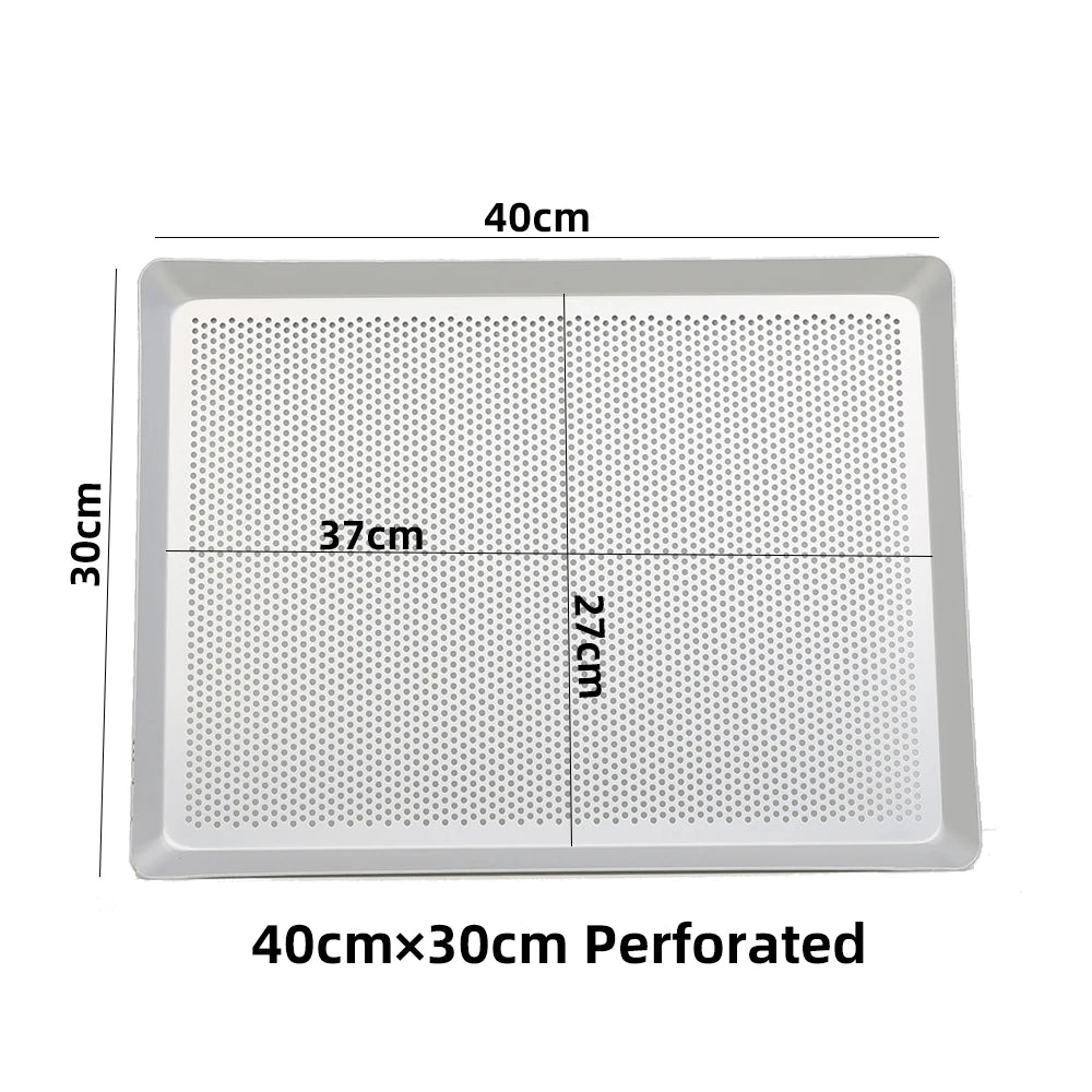 Plateau de Cuisson Métallique 35x25 & 40x30 cm – Lisse & Perforé Pro, idéal pour la cuisson uniforme des aliments