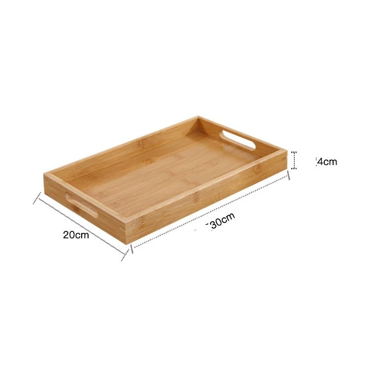 Plateau en Bambou avec Poignées Service Bois, dimensions de 30 cm x 20 cm, idéal pour servir des boissons