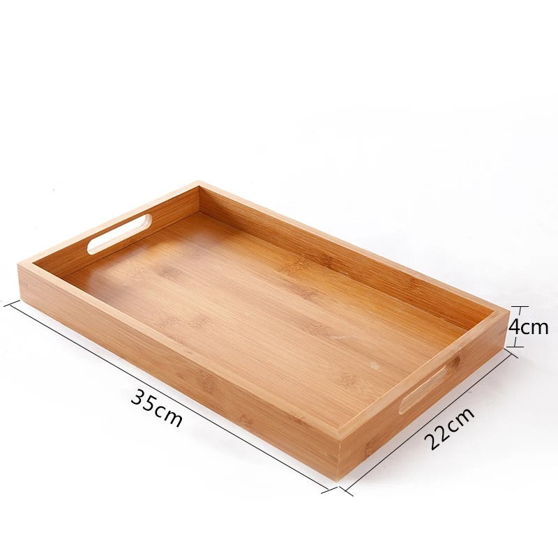 Plateau en Bambou avec Poignées Service Bois, mesure 35 cm x 22 cm, parfait pour le service des boissons