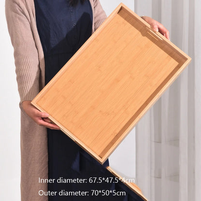 Plateau en Bambou avec Poignées Service Bois, élégant et pratique pour servir des plats.