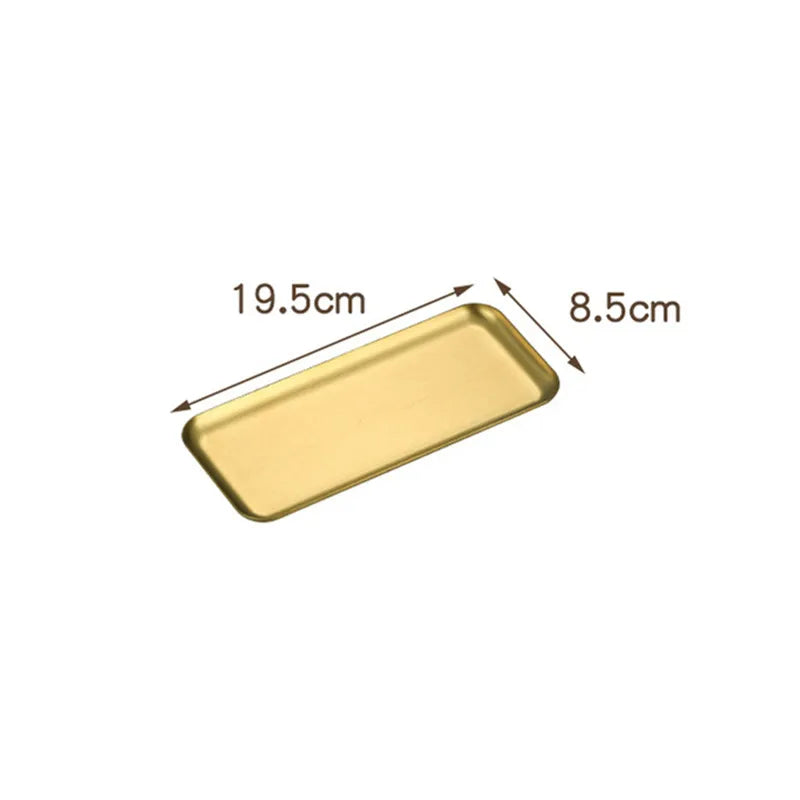 Plateau Inox Multi-Usage – 4 Tailles – Pratique & Durable de couleur dorée avec dimensions 19.5 cm sur 8.5 cm