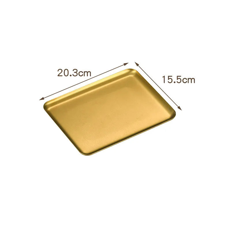Plateau Inox Multi-Usage – 4 Tailles – Pratique et Durable plateau doré 20.3 cm par 15.5 cm