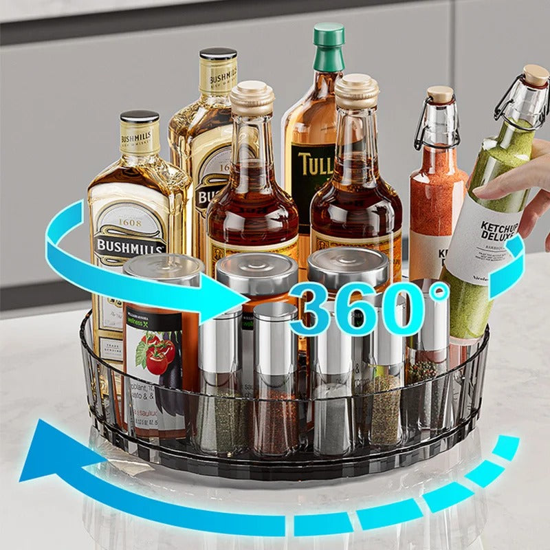 Plateau Rotatif à Épices 21 cm – Rangement Cuisine Compact avec bouteilles et épices pour un accès facile