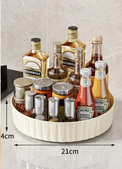 Plateau Rotatif à Épices 21 cm – Rangement Cuisine Compact avec bouteilles et épices organisées