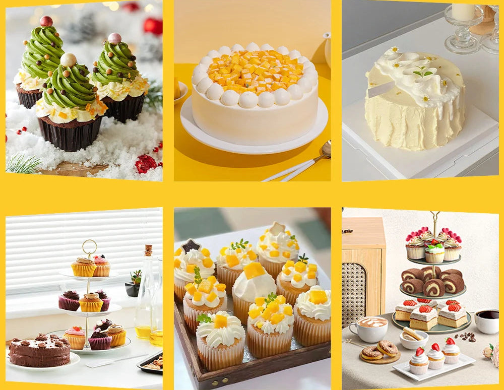 Délicieux desserts variés présentés sur le Plateau Tournant Pâtisserie – Kit Complet 14 Pièces