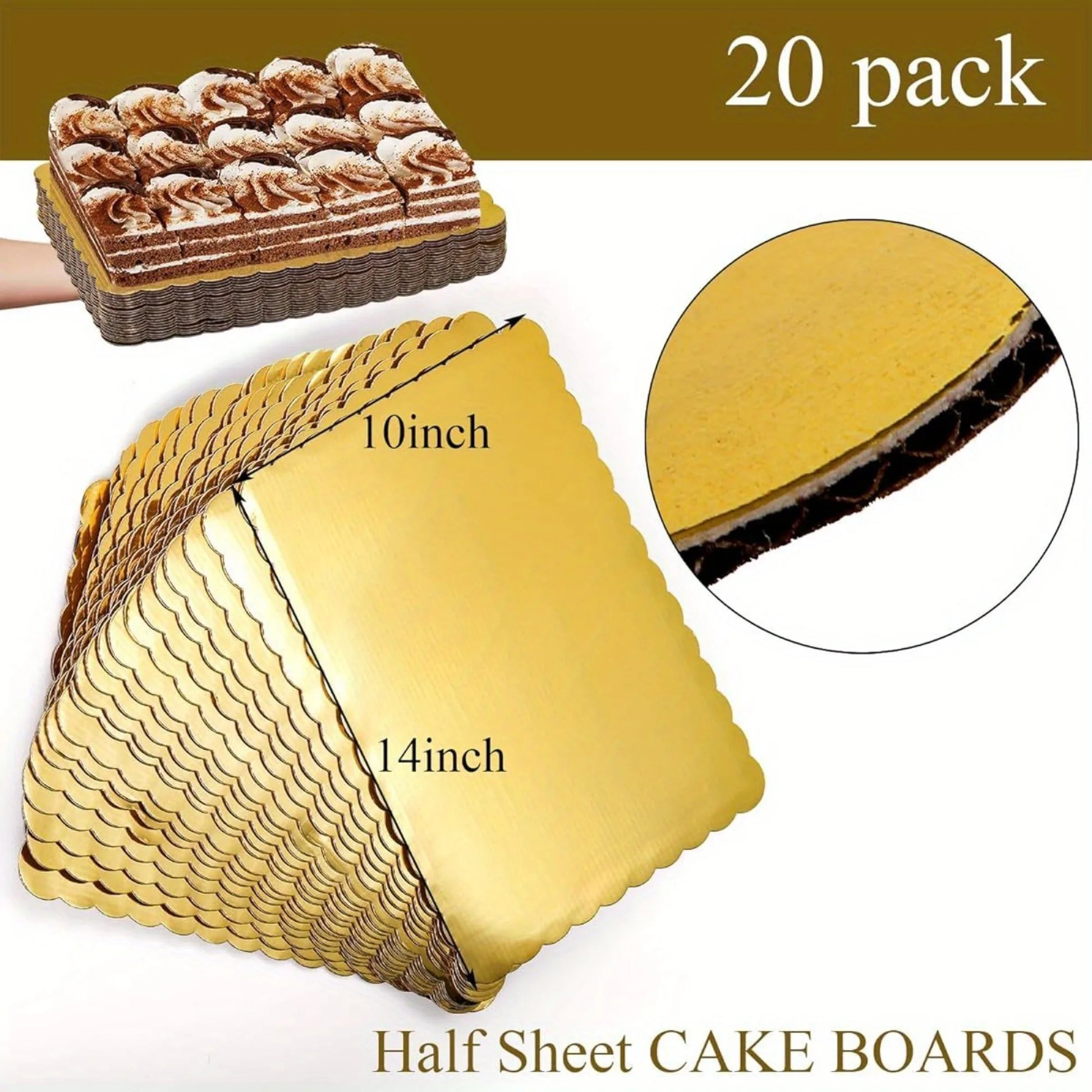 Plateaux à Gâteaux Rectangulaires Jetables - lot de 20 en or, parfaits pour le service de desserts.