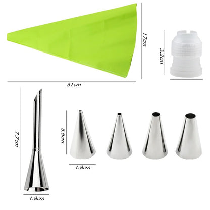 Poche à Douille en Silicone Réutilisable – Kit 7 Pièces avec différentes douilles et un couvercle