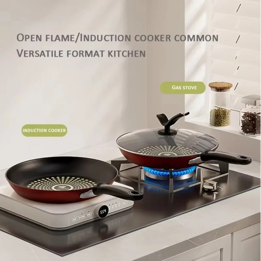 Poêle Antiadhésive avec Couvercle pour Plaques à Induction et Gaz – Cuisson Homogène sur cuisinière à gaz et induction