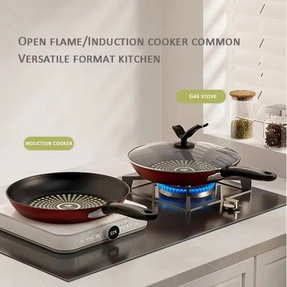 Poêle Antiadhésive avec Couvercle pour Plaques à Induction et Gaz – Cuisson Homogène sur cuisinière à gaz et induction