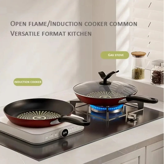 Poêle Antiadhésive avec Couvercle pour Plaques à Induction et Gaz – Cuisson Homogène sur cuisinière à gaz et induction