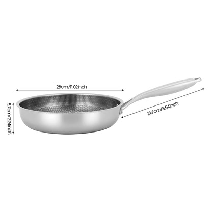 Poêle Inox Alvéolée Antiadhésive Nid d’Abeille Compatible Induction 28 cm avec une surface de cuisson unique
