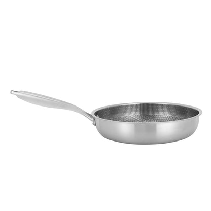 Poêle Inox Alvéolée Antiadhésive Nid d’Abeille Compatible Induction 28 cm pour une cuisson facile