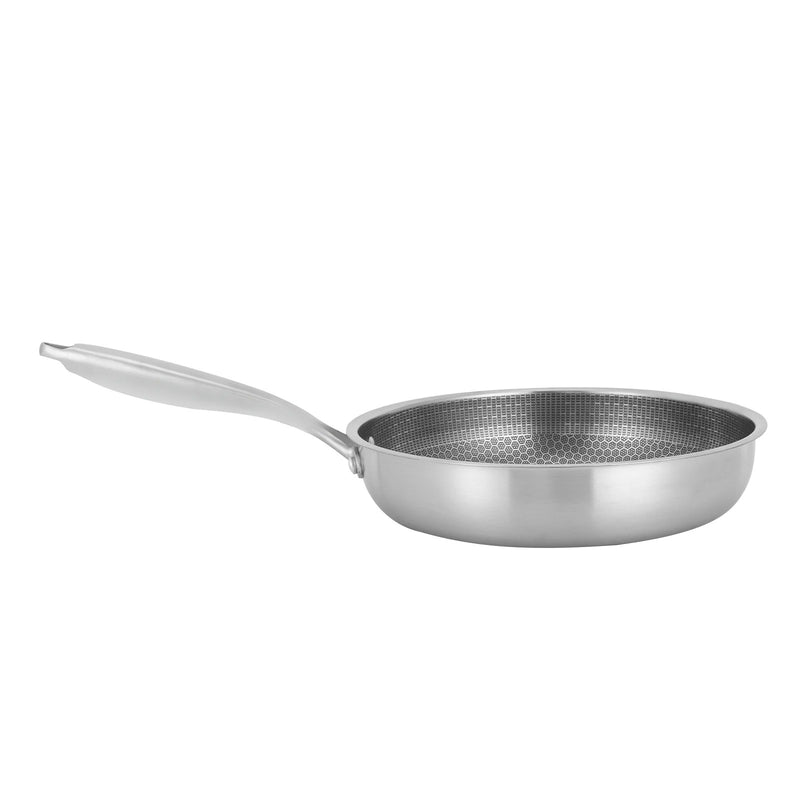 Poêle Inox Alvéolée Antiadhésive Nid d’Abeille Compatible Induction 28 cm pour une cuisson facile