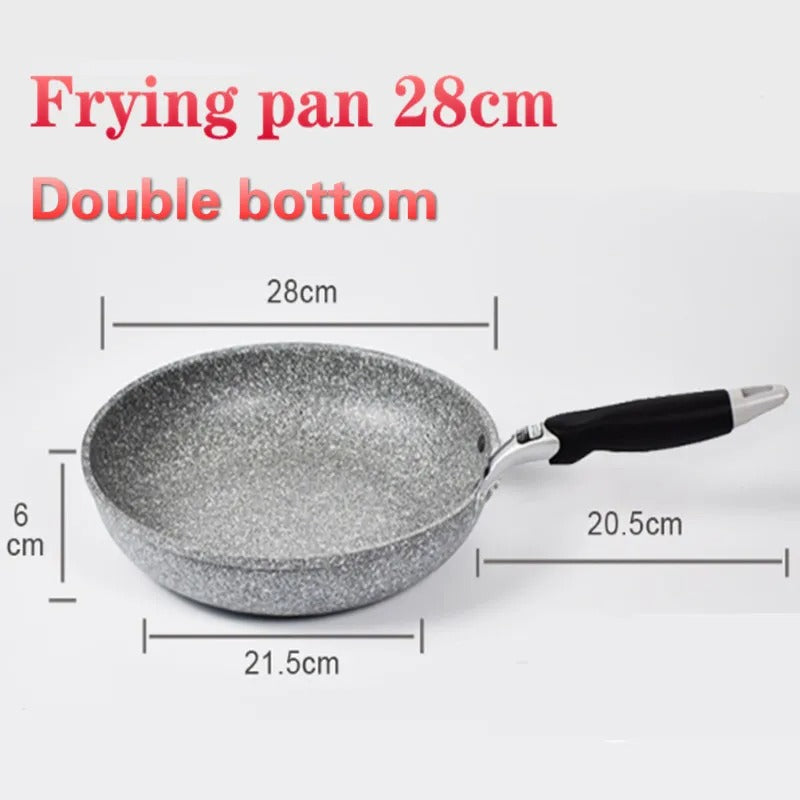 Poêle Wok Antiadhésive pour Plaque à Induction et Gaz, diamètre 28cm avec un fond double pour une cuisson uniforme
