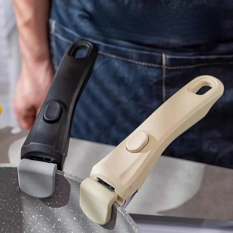 Poignée Amovible Universelle pour casseroles, disponible en noir et beige, idéale pour un confort d'utilisation