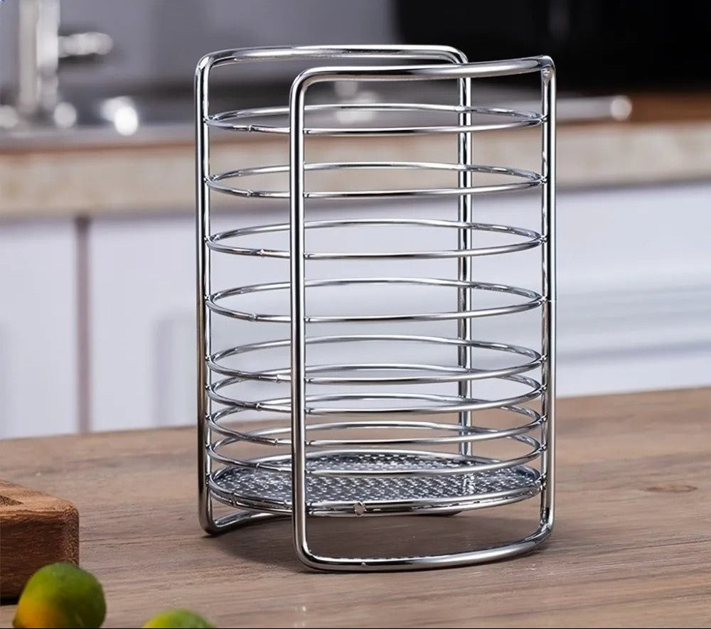 Porte-Couverts avec Égouttoir Rond en Métal, design élégant pour organiser vos ustensiles de cuisine.