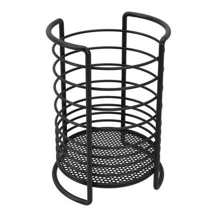Porte-Couverts avec Égouttoir Rond en Métal noir, pratique pour organiser vos ustensiles de cuisine