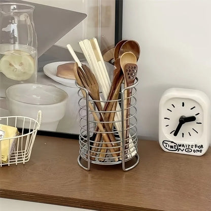 Porte-Couverts avec Égouttoir Rond en Métal, pratique pour organiser les ustensiles de cuisine