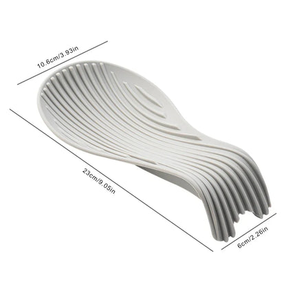 Porte-cuillère en silicone pour cuisine blanc avec une forme ergonomique et des dimensions pratiques