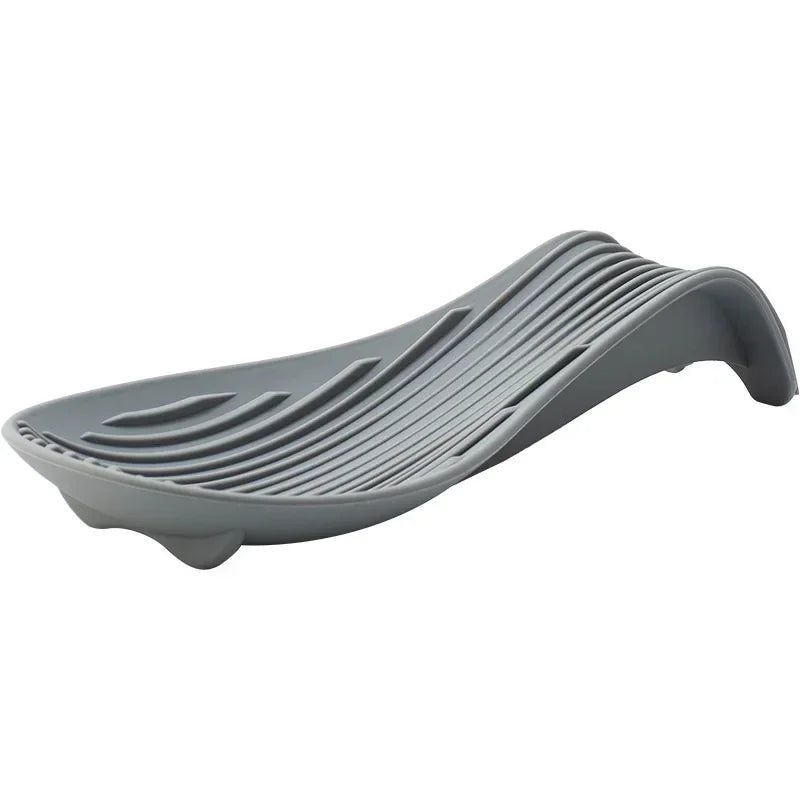 Porte-cuillère en silicone pour cuisine en gris, pratique pour éviter les éclaboussures